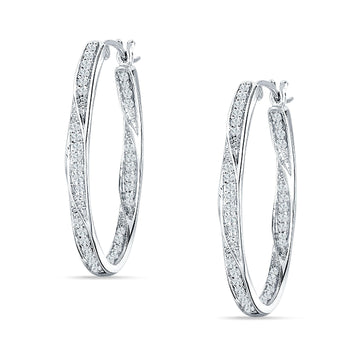 Round Twisted Huggie Hoop Earring Cubic Zirconia 925 Sterling Silver Wholesale